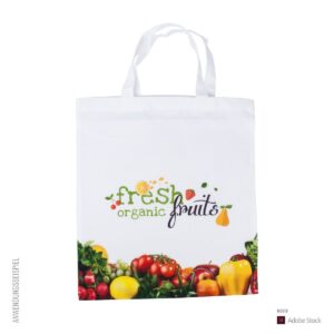 Polyestertragetasche weiß mit kurzem Henkel