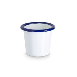 Enamel mug, white with blue rim